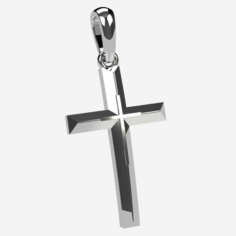 Large 14K White Gold Crucifix Cross Pendant, 39mm x 20mm
